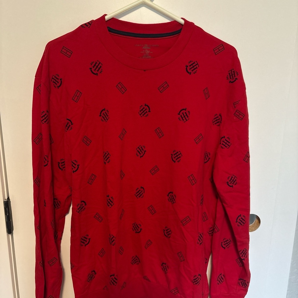 Tommy‎ Hilfiger Red Allover Logo Long Sleeve Shirt
